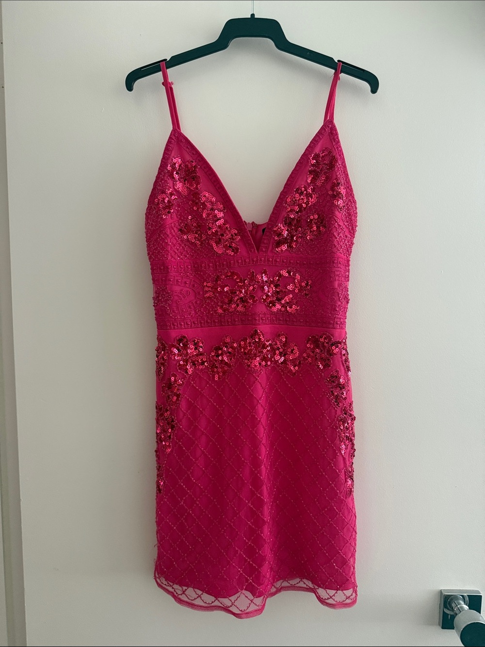 Lulus Divine Decoration Hot Pink Beaded Sequin Bodycon Mini Dress